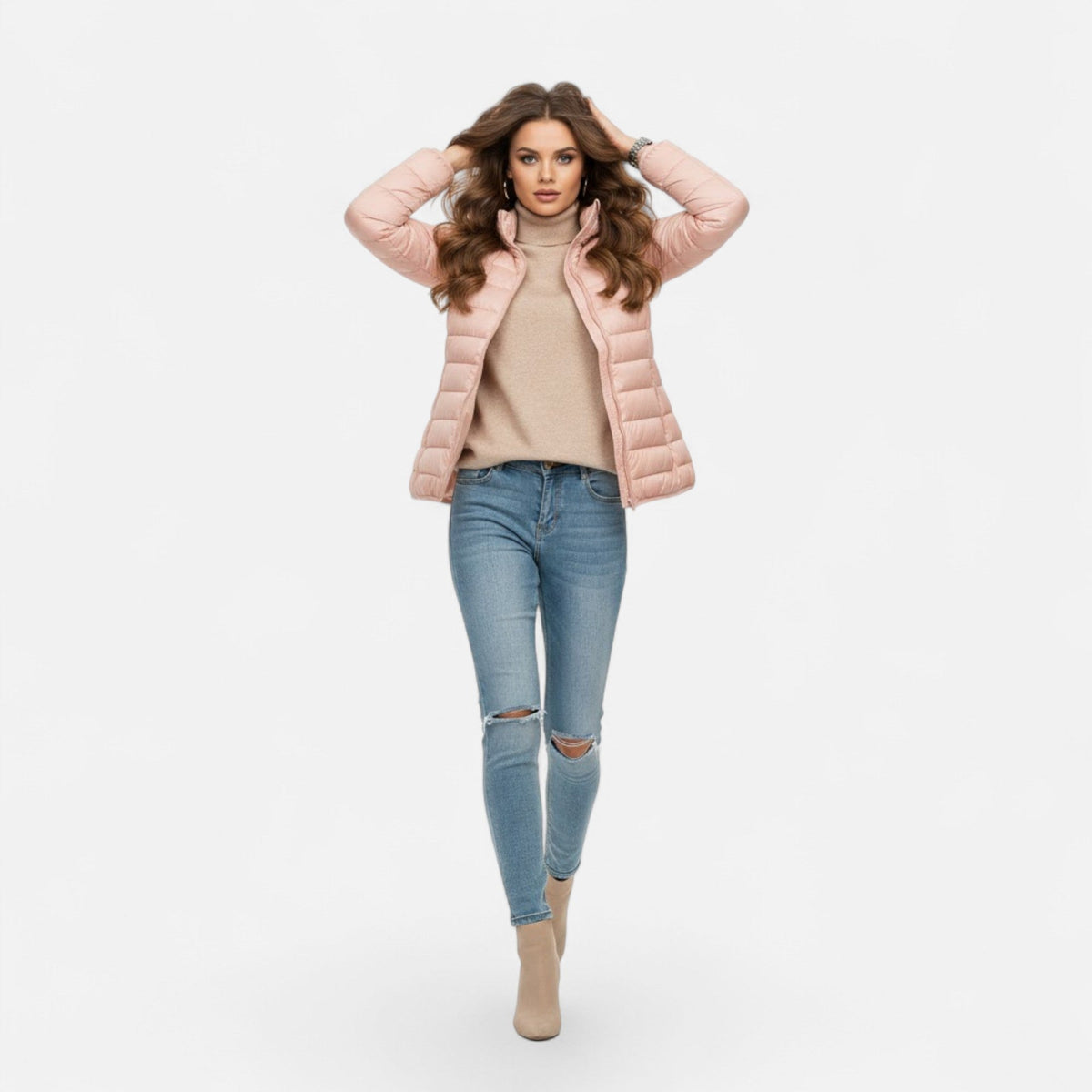 Women's Lightweight Down-Filled Plus Size Hooded Coat 3