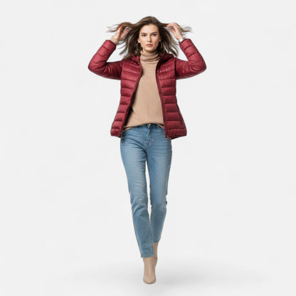 Women's Lightweight Down-Filled Plus Size Hooded Coat 15