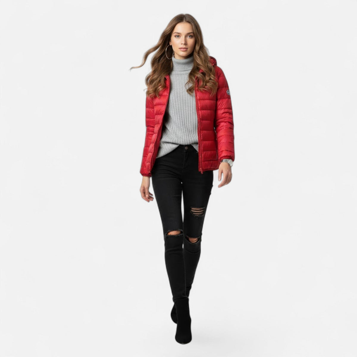 Women's Lightweight Down-Filled Plus Size Hooded Coat 8