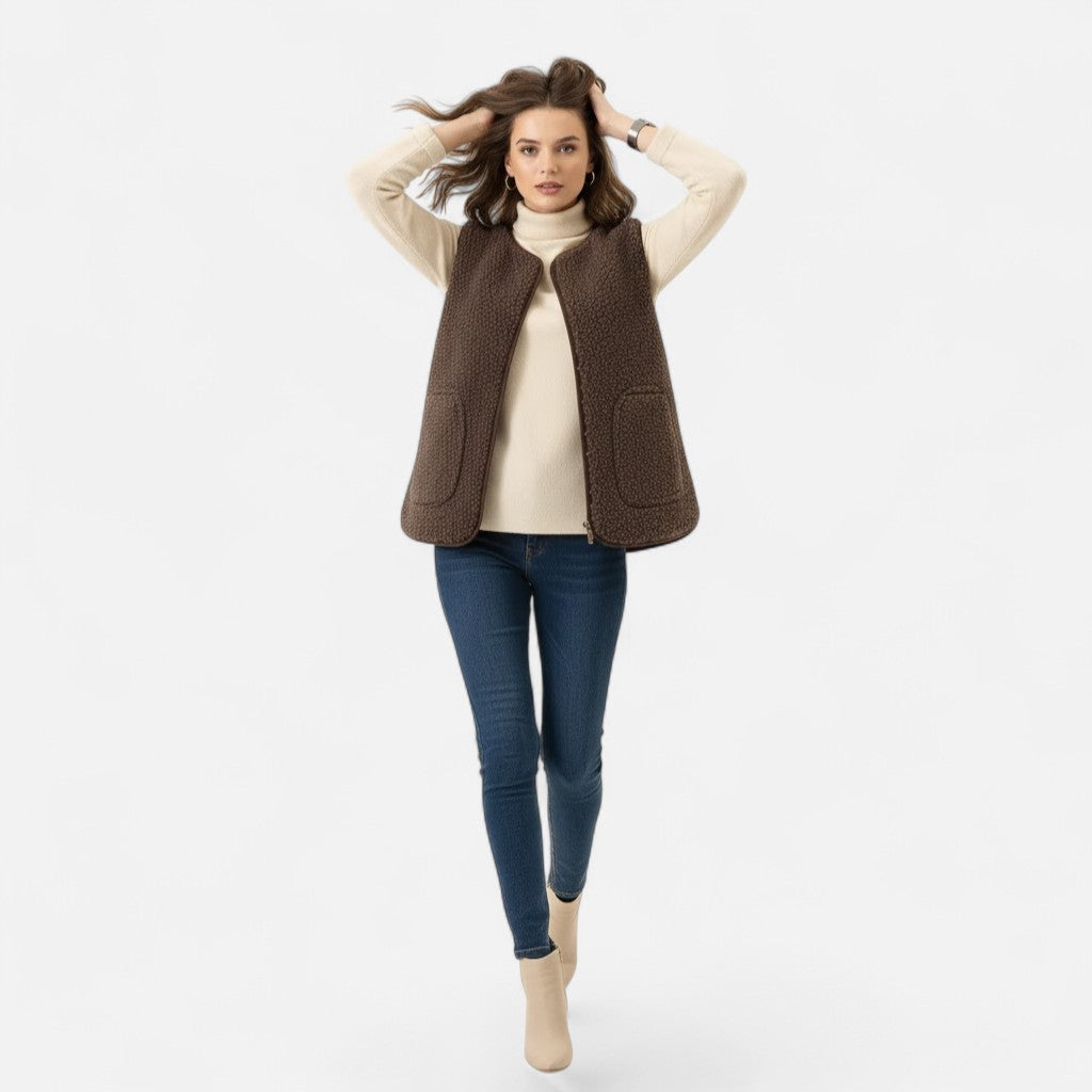 Women's Plush Cashmere-Blend Knit Vest — Sleeveless Layer 6