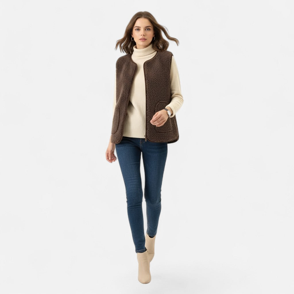 Women's Plush Cashmere-Blend Knit Vest — Sleeveless Layer 5