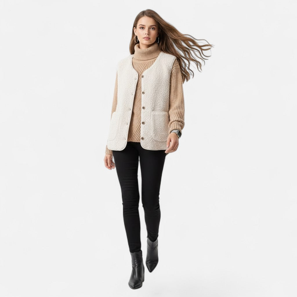 Women's Plush Cashmere-Blend Knit Vest — Sleeveless Layer 2