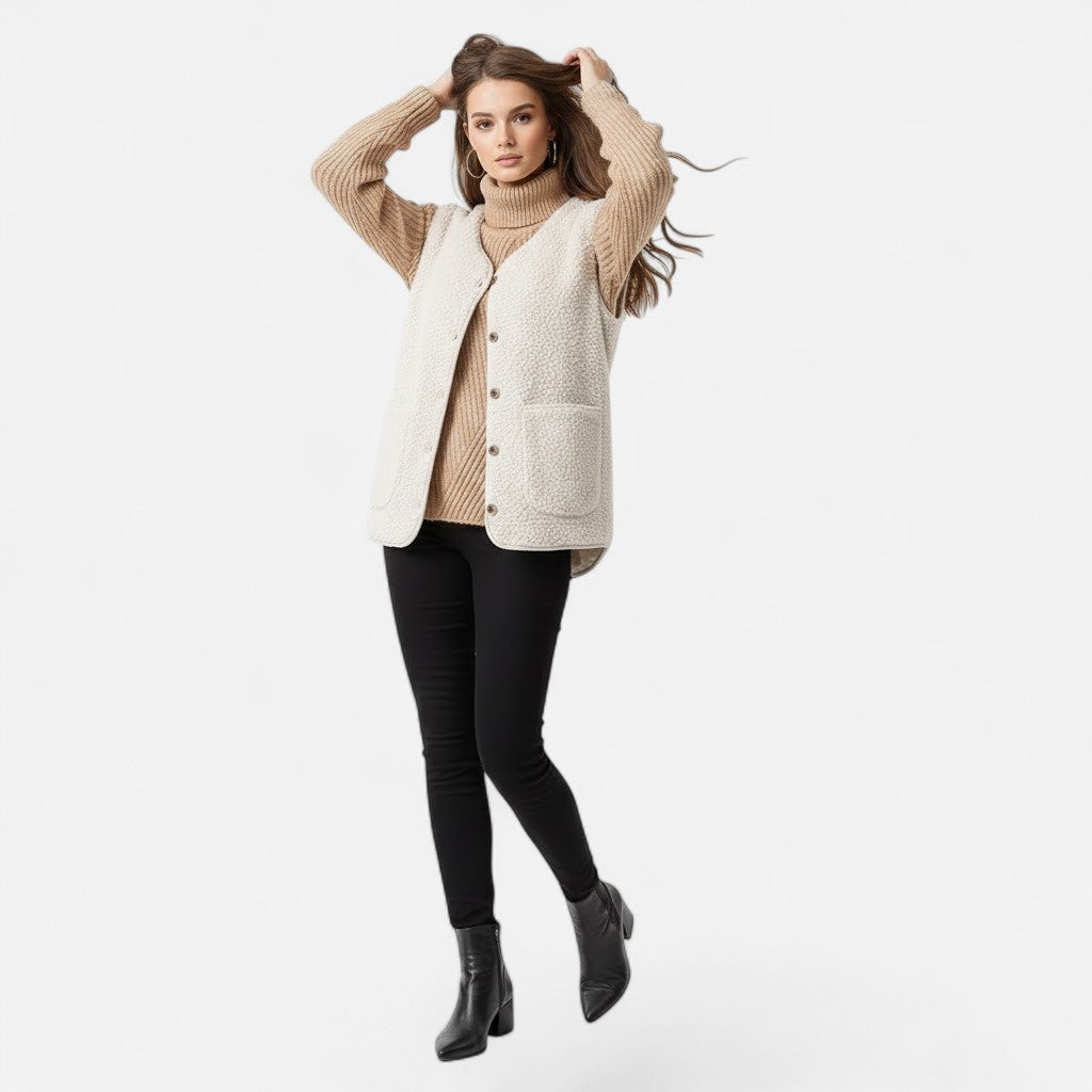 Women's Plush Cashmere-Blend Knit Vest — Sleeveless Layer 3