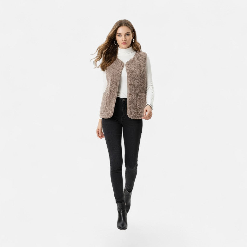 Women's Plush Cashmere-Blend Knit Vest — Sleeveless Layer 9