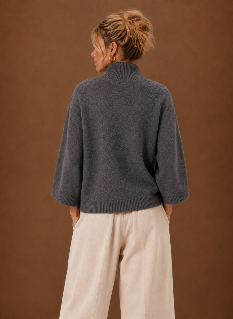 Chunky Knit Mock Neck Sweater — Oversized Women's Pullover 3
