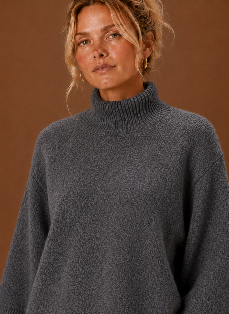 Chunky Knit Mock Neck Sweater — Oversized Women's Pullover 2
