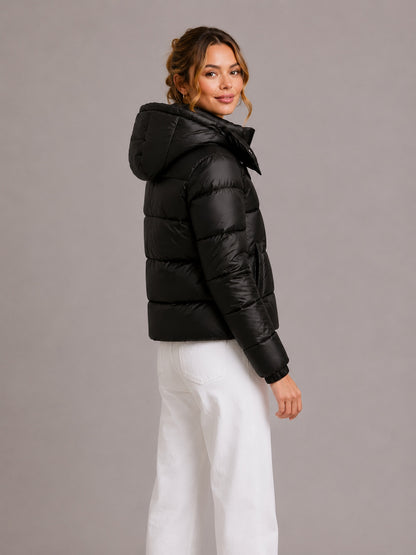 Women's Hooded Puffer Jacket — Lightweight Quilted Winter Coat