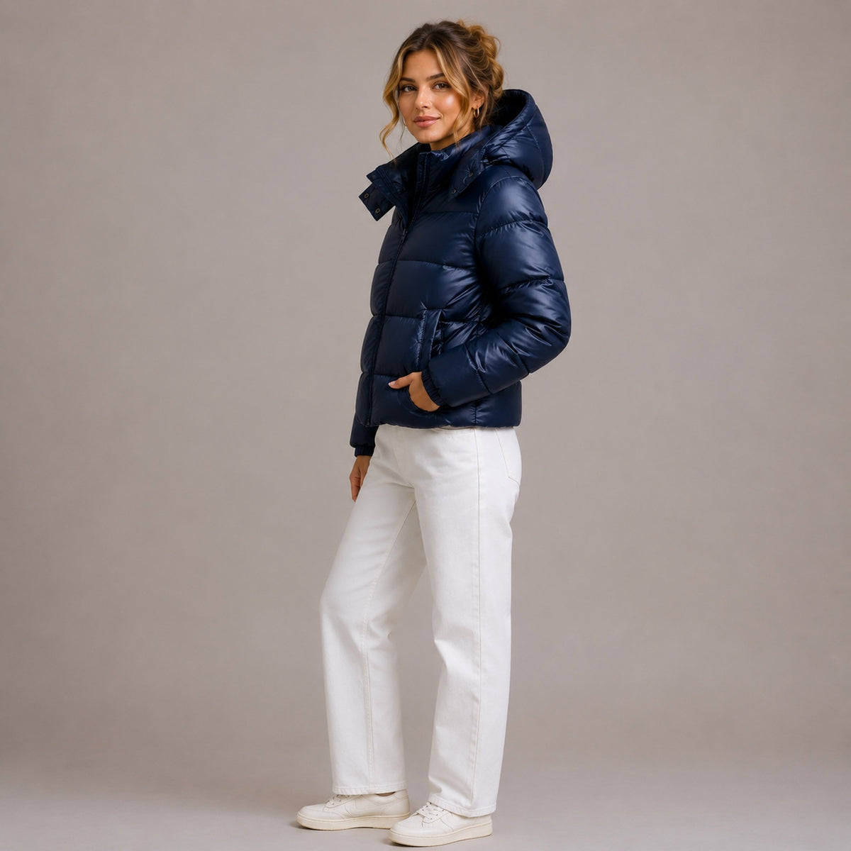 Women's Hooded Puffer Jacket — Lightweight Quilted Winter Coat