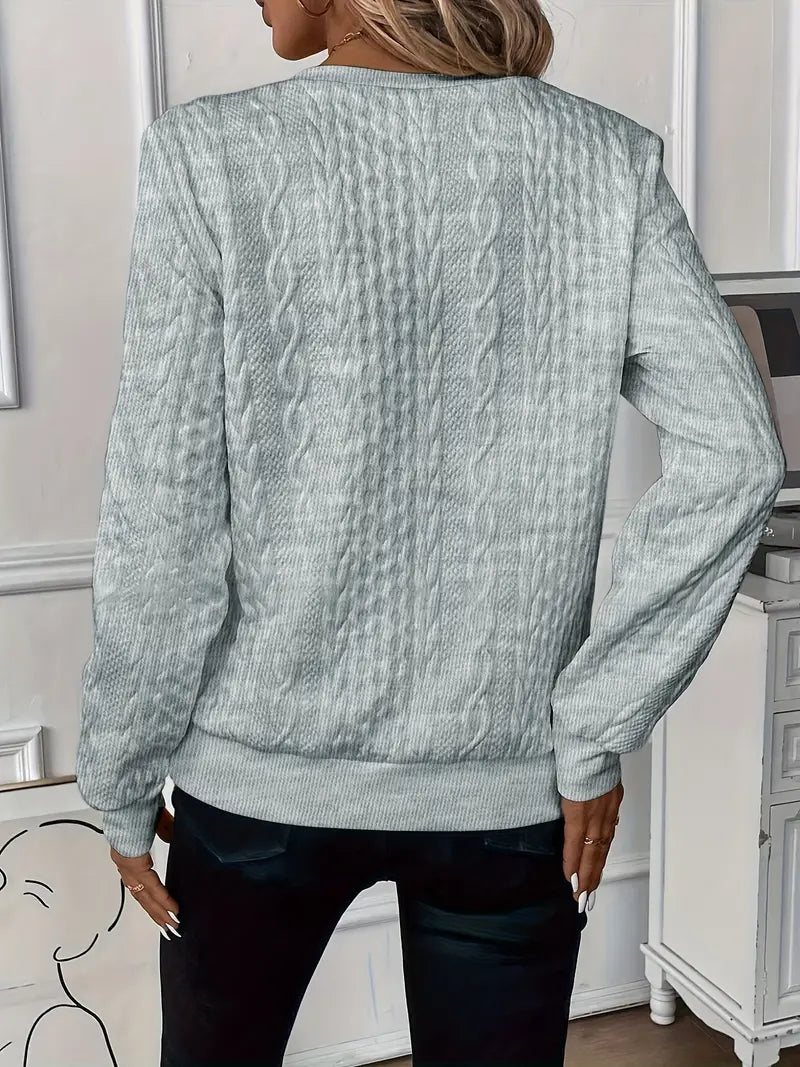Cable Knit Quarter-Zip Sweater — Women's Relaxed Long Sleeve 12
