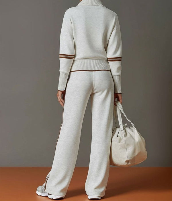 Women's Half-Zip Lounge Set – Soft Stretch Wide-Leg 6