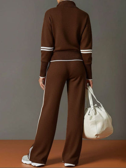 Women's Half-Zip Lounge Set – Soft Stretch Wide-Leg 7