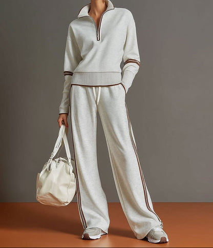 Women's Half-Zip Lounge Set – Soft Stretch Wide-Leg 4