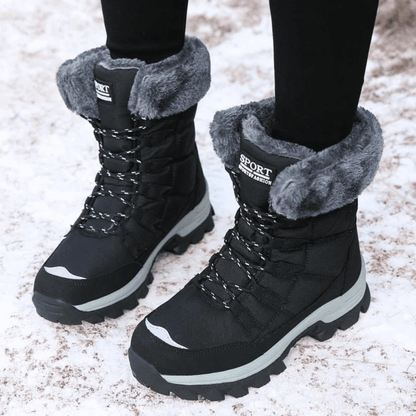 Women's Waterproof Lace-Up Snow Boot — Faux Fur Cuff & Lug Sole 2