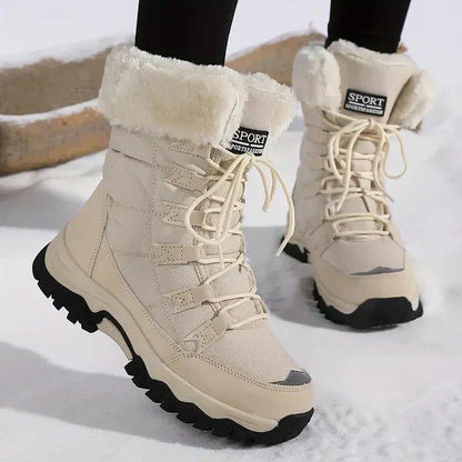 Women's Waterproof Lace-Up Snow Boot — Faux Fur Cuff & Lug Sole 1