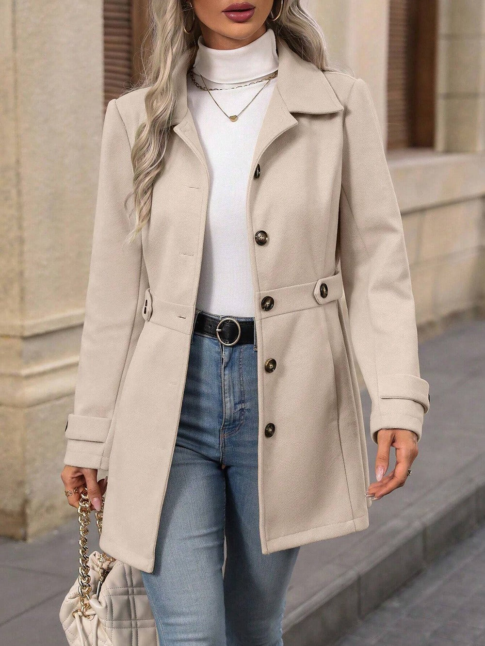 Women's Belted Trench Coat — Tailored Double-Breasted Style 4
