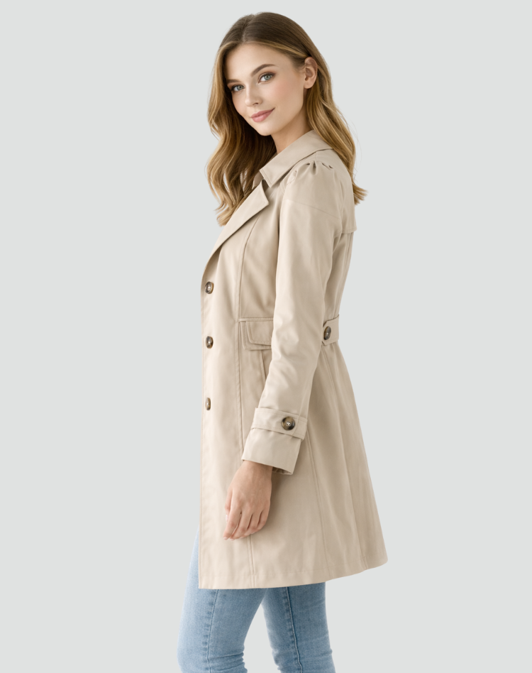 Women's Tailored Trench Coat — Classic Lapel Mid-Length Jacket 6