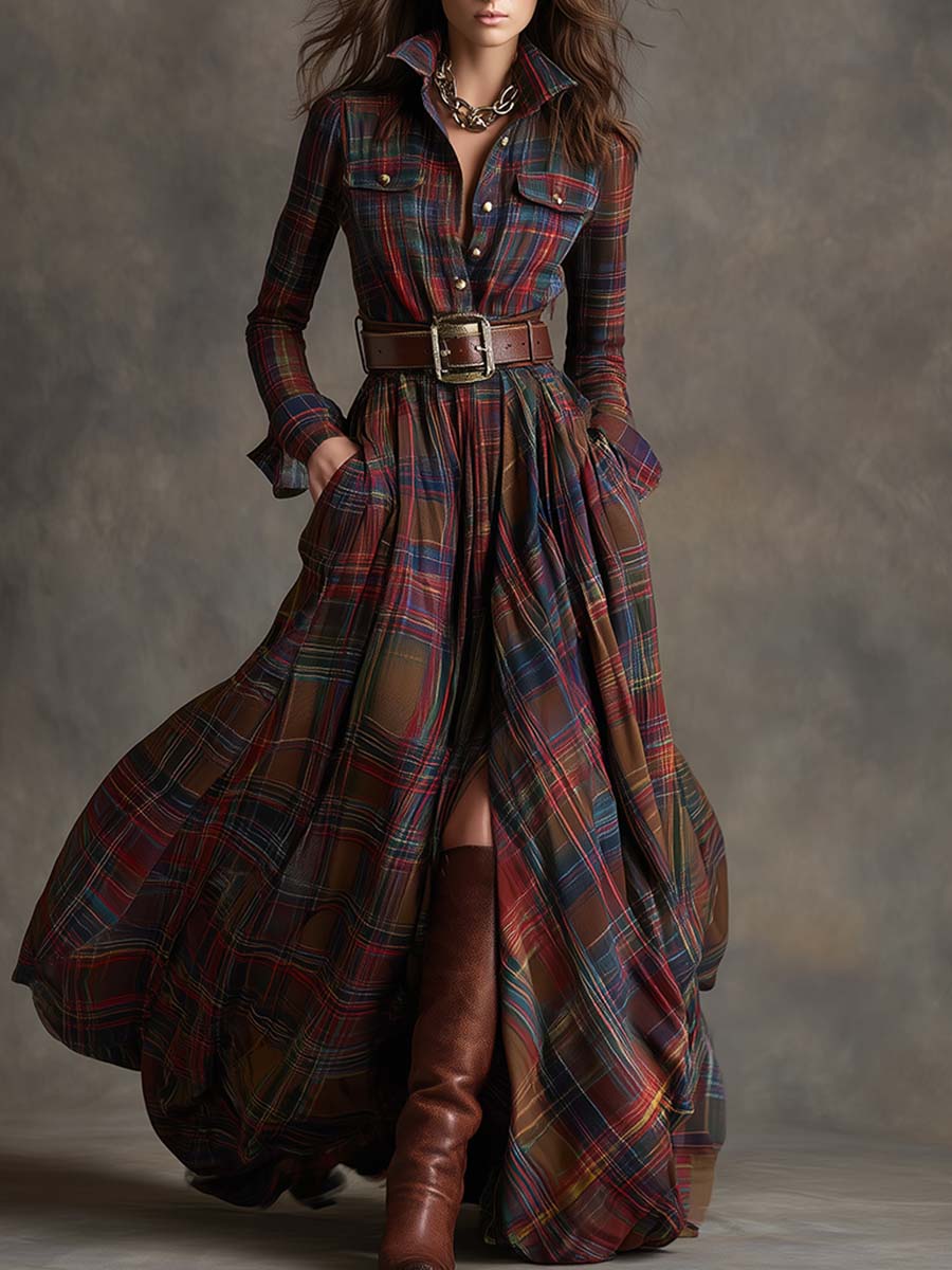 Classic Belted Button-Up Shirt Dress — Women's Style 1