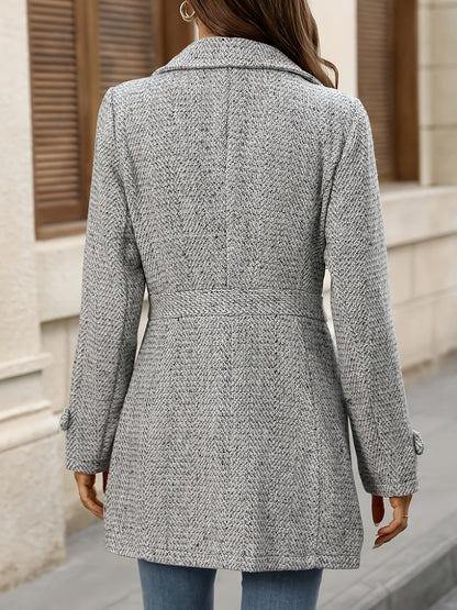Adriana Herringbone Coat — Waist-Defining Women's Coat 2