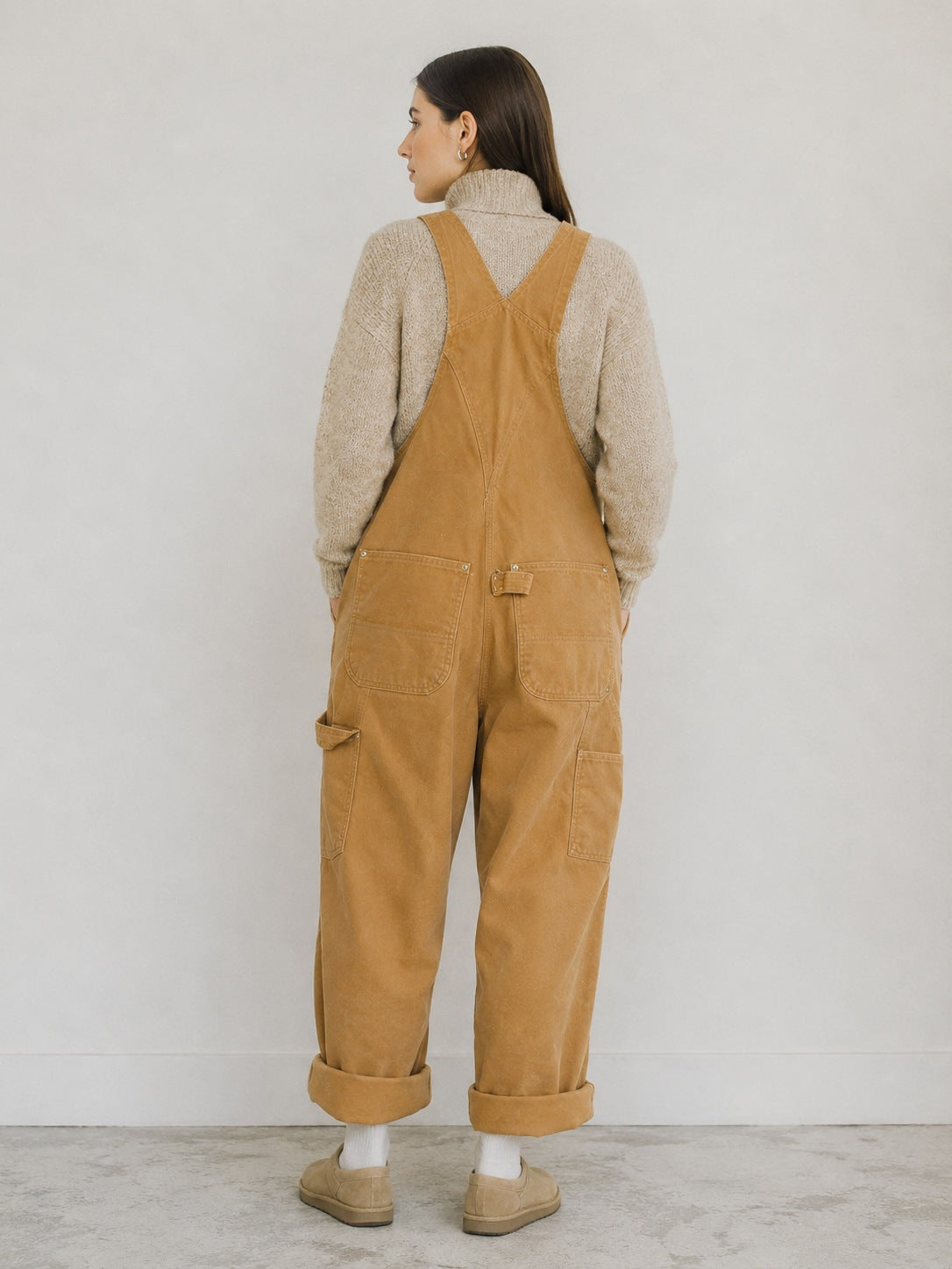 Women's Canvas Bib Overalls — Relaxed Fit Dungarees with Multiple Pockets