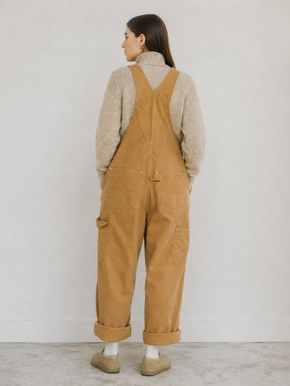 Women's Canvas Bib Overalls — Relaxed Fit Dungarees with Multiple Pockets