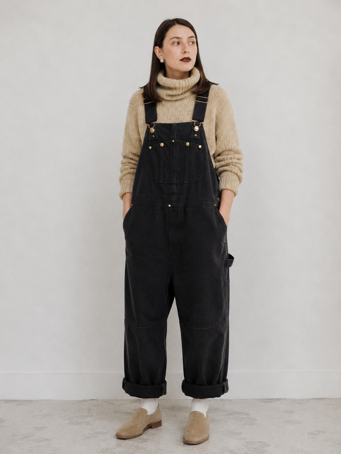 Women's Canvas Bib Overalls — Relaxed Fit Dungarees with Multiple Pockets