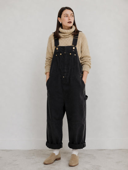 Women's Canvas Bib Overalls — Relaxed Fit Dungarees with Multiple Pockets