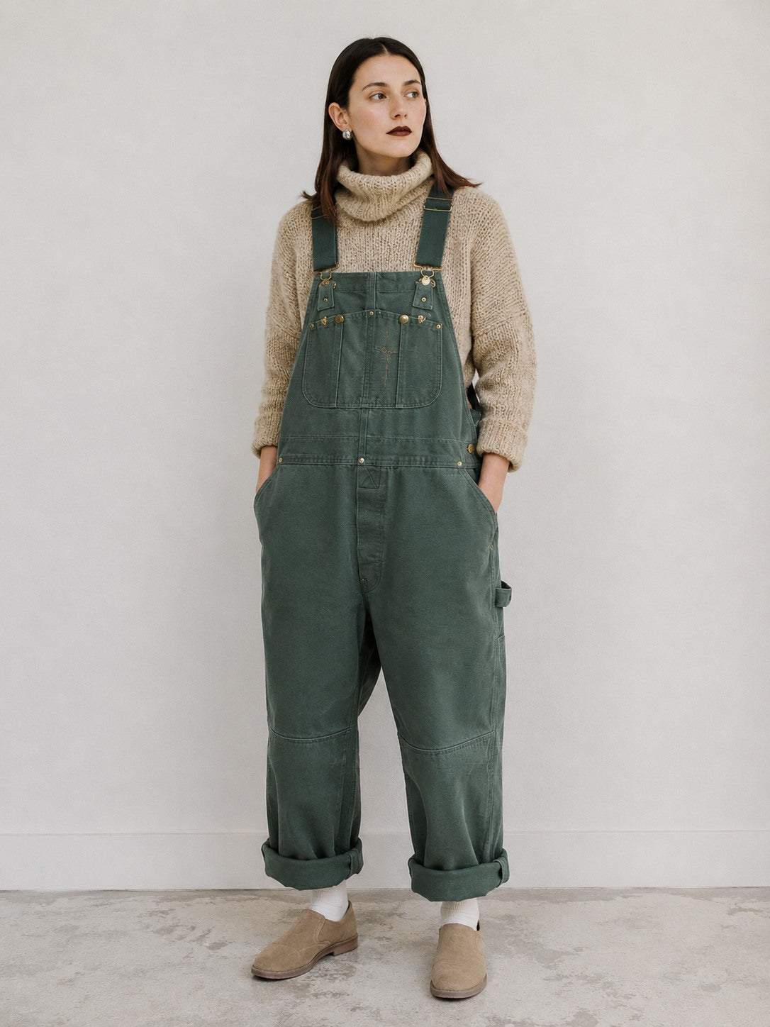 Women's Canvas Bib Overalls — Relaxed Fit Dungarees with Multiple Pockets