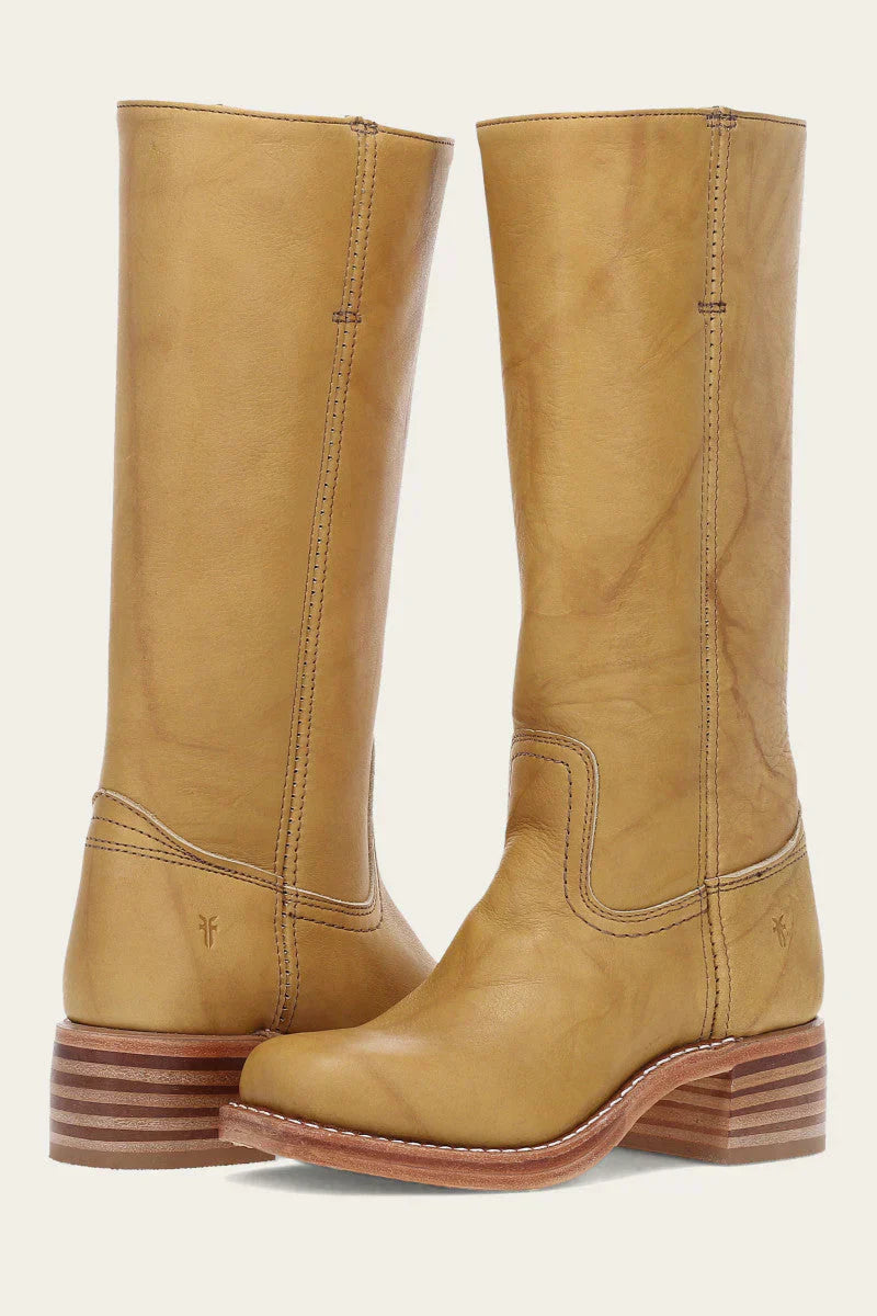 Women's Mid Calf Western Boots — Block Heel & Stitch Detail 1