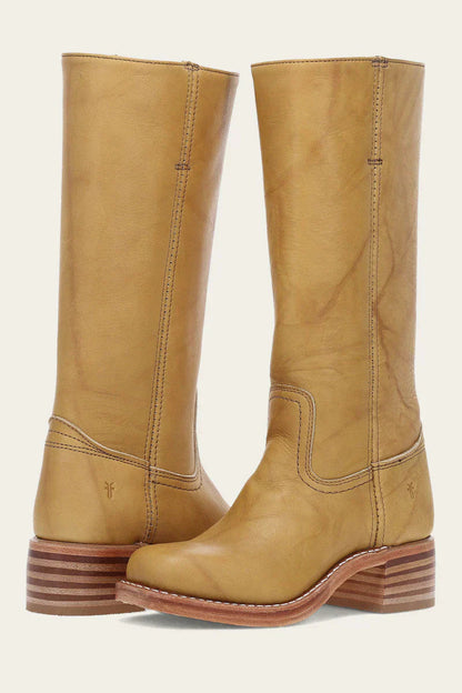 Women's Mid Calf Western Boots — Block Heel & Stitch Detail 1