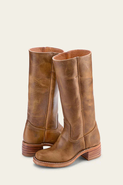 Women's Mid Calf Western Boots — Block Heel & Stitch Detail 4