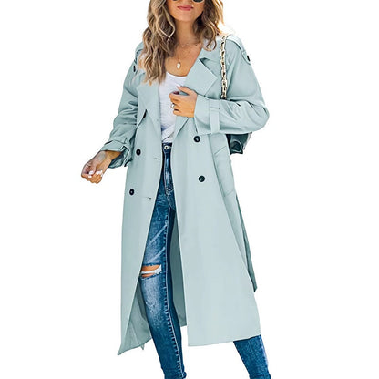 Women's Long Trench Coat — Belted Classic Slim Fit 5