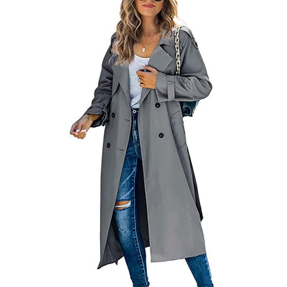 Women's Long Trench Coat — Belted Classic Slim Fit 4