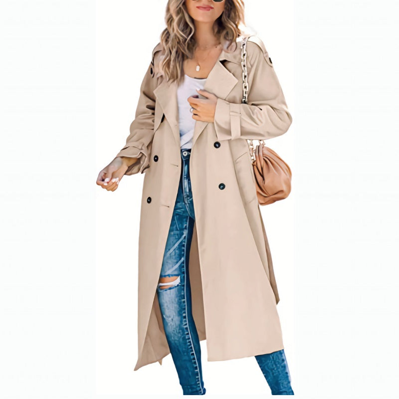 Women's Long Trench Coat — Belted Classic Slim Fit 3