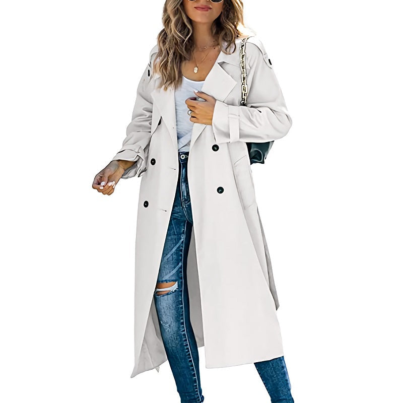 Women's Long Trench Coat — Belted Classic Slim Fit 1