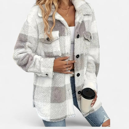 Women's Checkered Plush Winter Jacket — Soft & Warm 9