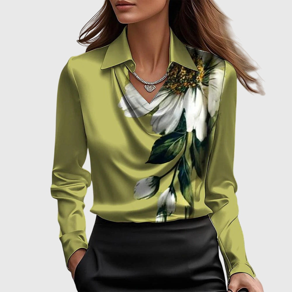 Draped Elegant Blouse — Flattering Soft Neckline for Women 7