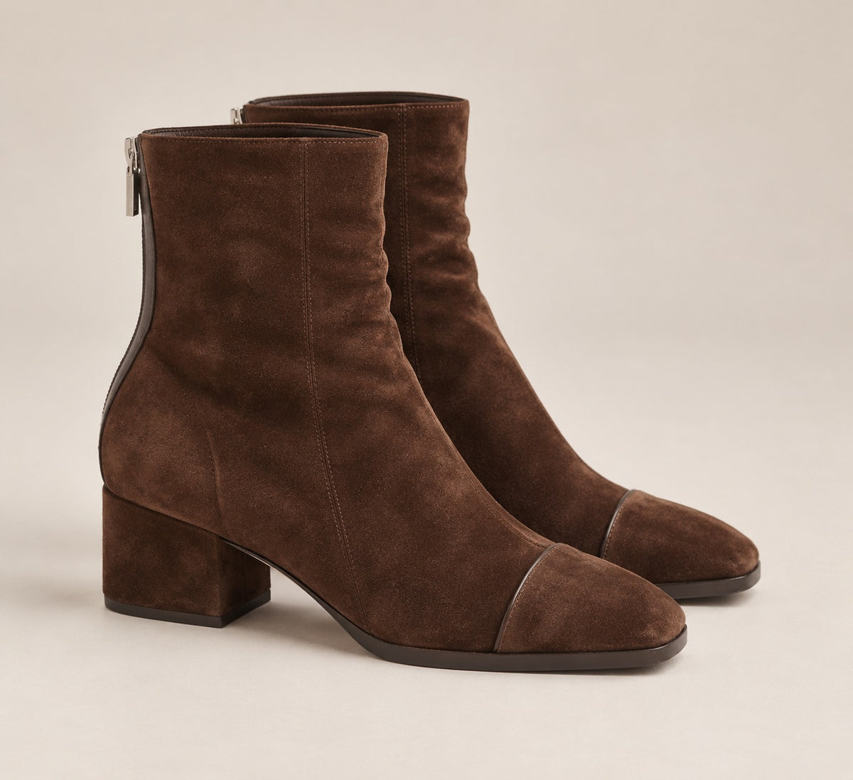 Elegant Suede Ankle Boots for Women — Slip-On Block Heel