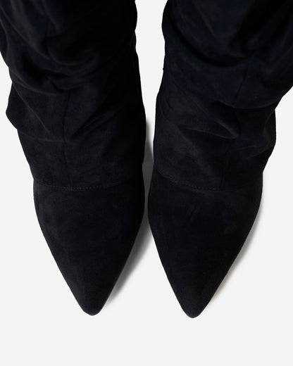 Knee High Slouch Boots with Hidden Heel Lift — Black 4
