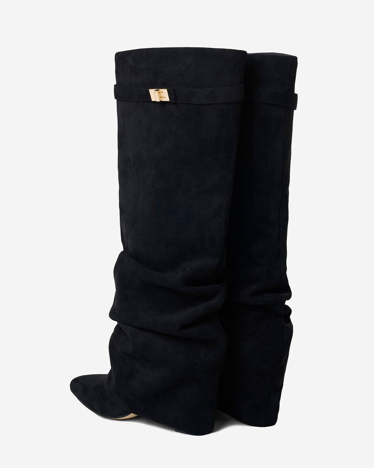 Knee High Slouch Boots with Hidden Heel Lift — Black 3