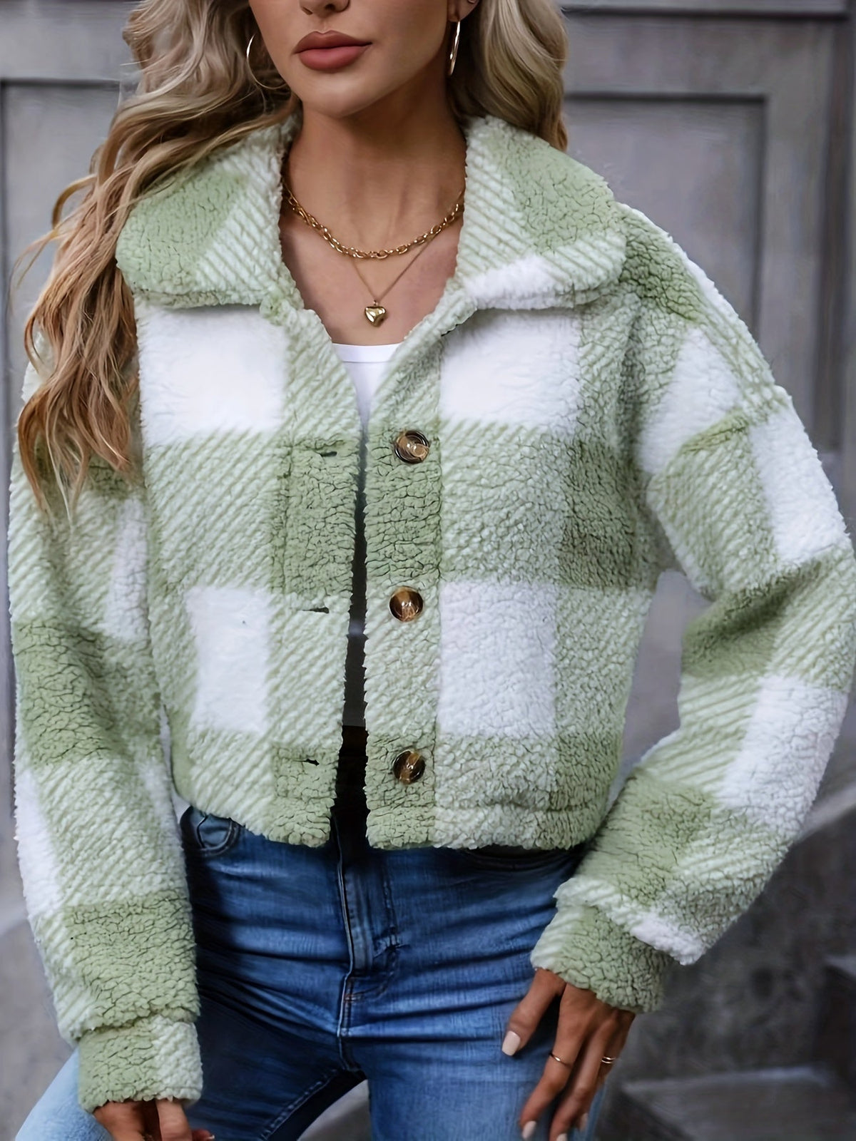 Cozy Cropped Plaid Jacket — Button Front Flannel Layer 2