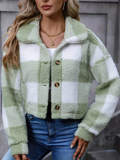Cozy Cropped Plaid Jacket — Button Front Flannel Layer 2