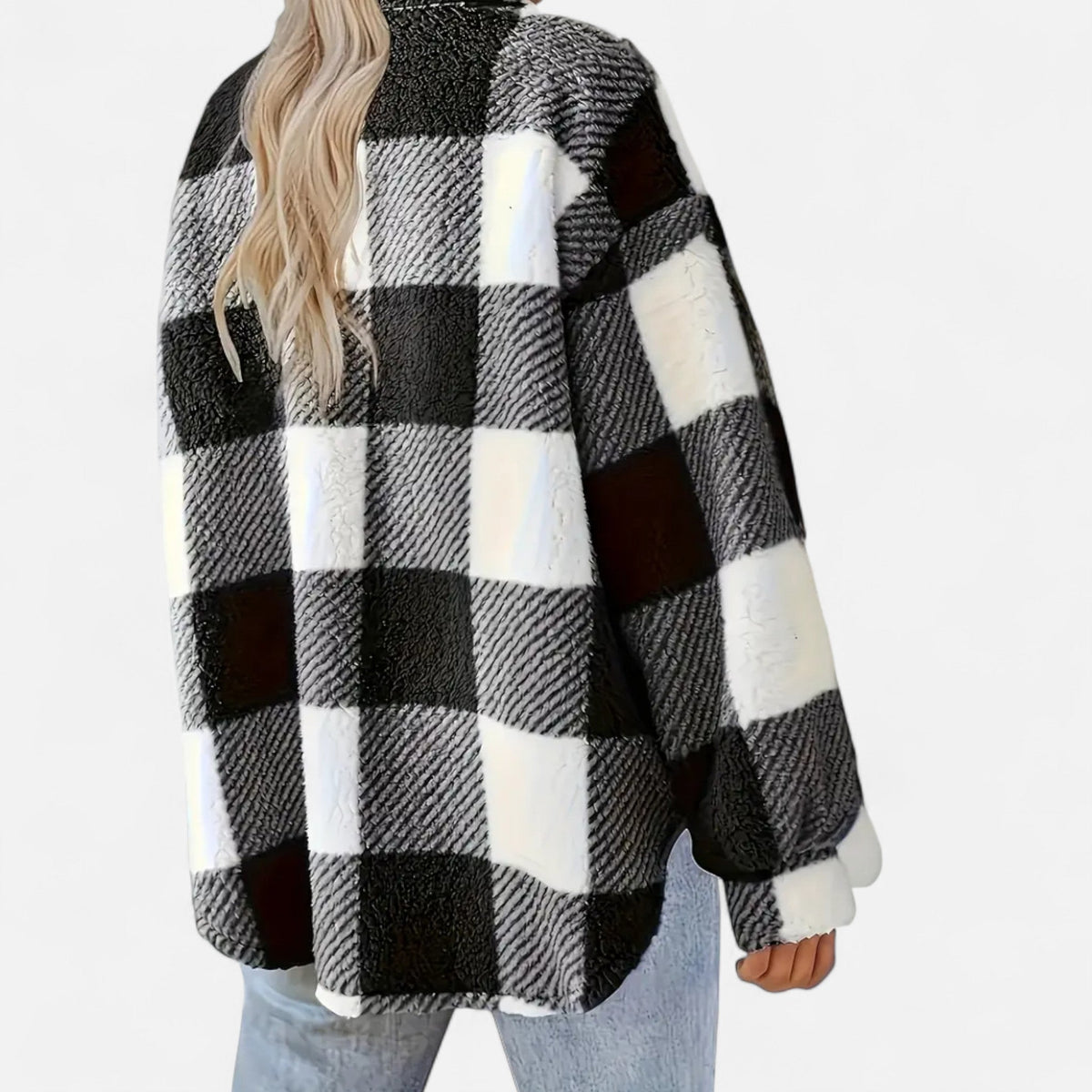 Women's Checkered Plush Winter Jacket — Soft & Warm 10