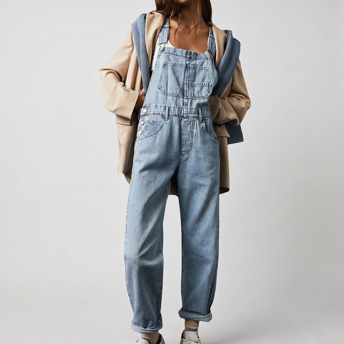 Women's Wide-Leg Denim Dungarees — Relaxed Fit Overalls 3