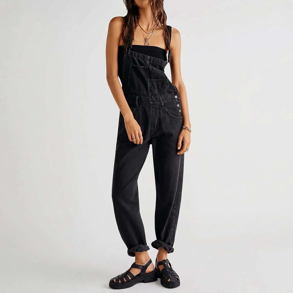 Women's Wide-Leg Denim Dungarees — Relaxed Fit Overalls 4