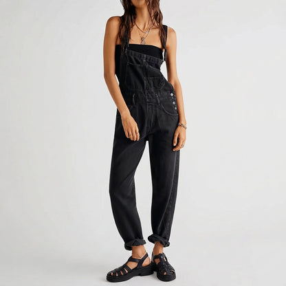 Women's Wide-Leg Denim Dungarees — Relaxed Fit Overalls 4