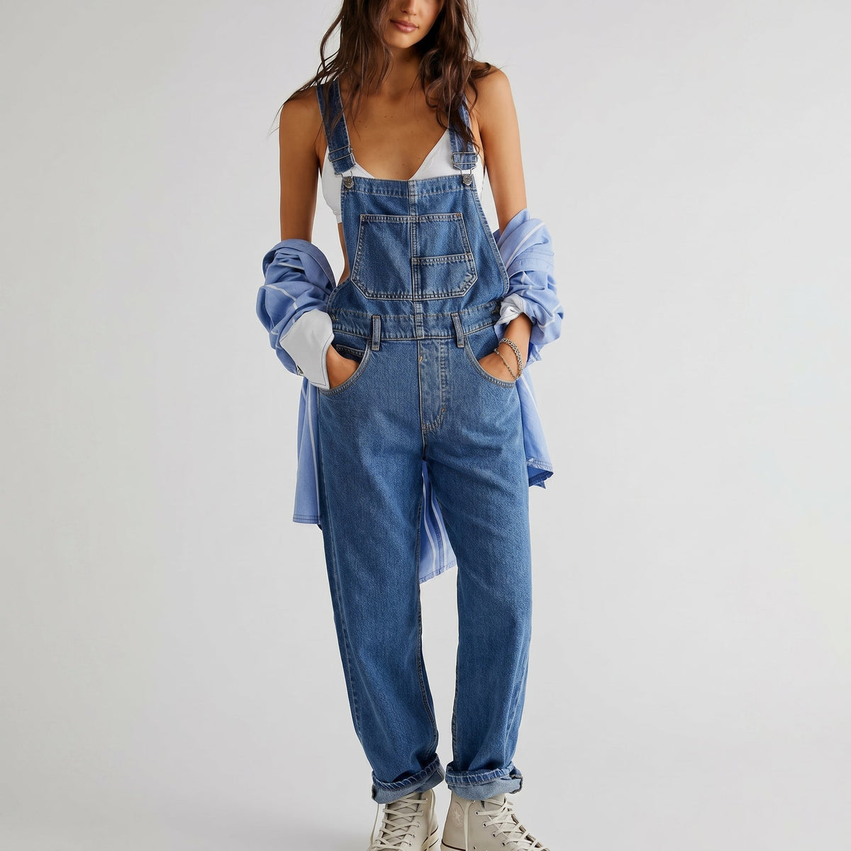 Women's Wide-Leg Denim Dungarees — Relaxed Fit Overalls 1