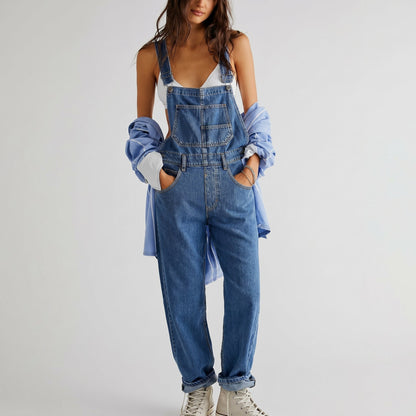 Women's Wide-Leg Denim Dungarees — Relaxed Fit Overalls 1