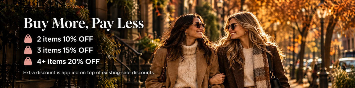 Buy More, Pay Less: 2 items 10% off, 3 items 15% off, 4+ items 20% off