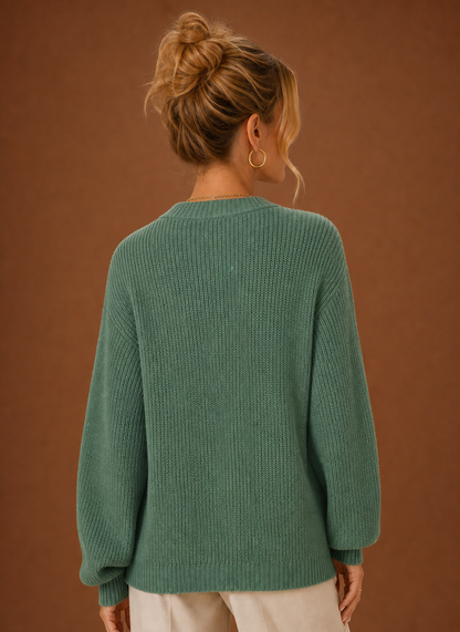 Women's V-Neck Knit Cardigan — Button Front Long Sleeve 3