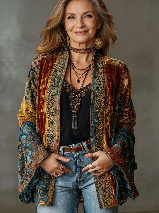 Boho Embroidered Kimono Jacket — Flowing Layering Cardigan 1